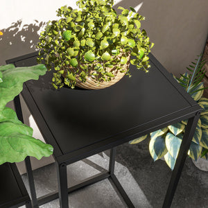 Lot de 2 supports pot de fleurs supports pour plantes encastrables structure en acier 2 hauteurs différentes 58,5 et 65 cm design scandinave noir