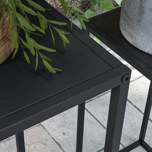Lot de 2 supports pot de fleurs supports pour plantes encastrables structure en acier 2 hauteurs différentes 58,5 et 65 cm design scandinave noir