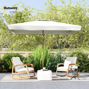 Parasol de jardin extérieur rectangulaire 200 x 300 cm, parasol inclinable 6 baleines en aluminium, tissu polyester 180g/m² protection UV avec manivelle, pour balcon jardin terrasse, crème