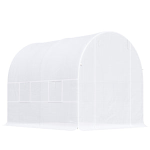 Serre de Jardin Tunnel Surface Sol 5 m² 2,5L x 2l x 2H m châssis Tubulaire renforcé 18 mm 4 fenêtres Blanc