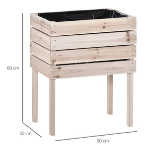 Jardinières sur Pieds carrés potagers - Lot de 4 jardinières sur Pied modulables - dim. 50L x 30l x 60H cm - Inserts d'irrigation Film Protecteur - Bois Sapin Naturel