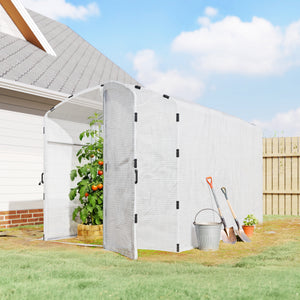 Serre tunnel de jardin 6m², serre de jardin tunnel 300x200x195cm bâche PE 220g/m², bords prolongés 50 cm, avec porte, pour extérieur, toutes saisons, légumes, fruits, fleurs, blanc