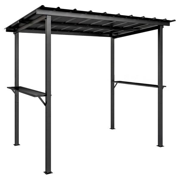 Abri pour Barbecue Tonnelle de Jardin avec Toit en Métal Galvanisé, 271 x 182 x 229 cm, Idéal pour Jardin, Terrasse et Patio, Noir