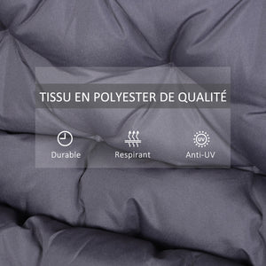 Coussin Matelas Assise Dossier pour Banc de Jardin balancelle canapé 2 Places Grand Confort 132 x 110 x 10 cm Gris