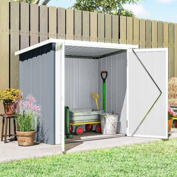 Abri de Jardin - cabane de jardin 1,09 m² - cabanon rangement outils 2 Portes verrouillables - dim. 147L x 86l x 134H cm - tôle d'acier Gris clair Blanc