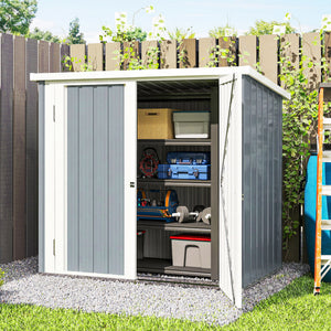 Abri de Jardin - cabane de jardin 1,09 m² - cabanon rangement outils 2 Portes verrouillables - dim. 147L x 86l x 134H cm - tôle d'acier Gris clair Blanc