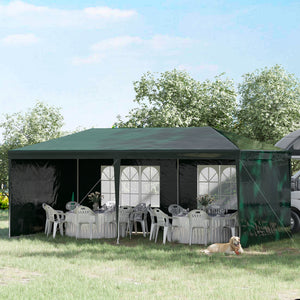 Tonnelle de jardin 6 x 3 m, barnum tente de réception avec Fenêtres et parois latérales amovibles, en acier et PE pour fêtes et mariages, Vert