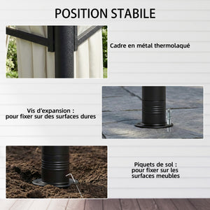 Tonnelle de Jardin Extérieur 3x3m Pavillon Métal Ø 48mm - Cadre de Toit Rétractable & Double Toit UV50+ - Abri de Jardin Imperméable Robuste pour 6-8 Personnes, Crème
