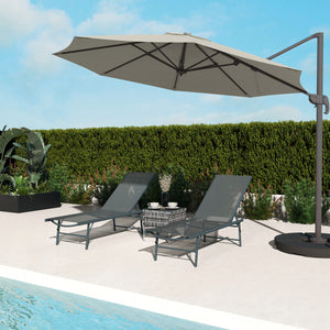 Lot de 2 bain de soleil, chaise longue pliante en textilène, transat jardin extérieur inclinable de plage, relax, camping, piscine, terrasse, 54 x 164 x 84 cm, gris clair
