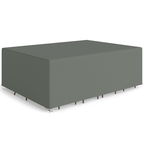 Housse de Meubles de Jardin, Housse Salon de Jardin Imperméable, Coupe-Vent et Anti-UV, Bâche Tissu Oxford 600D Ultra-Résistant, pour Table et Chaises d'Extérieur, Gris