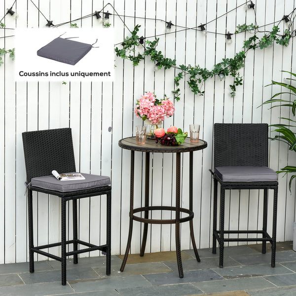 Lot de 2 Coussins de chaise de jardin Coussin chaise extérieur Coussins d'assise déhoussables Rembourrage 5 cm Tissu Polyester dim. 45L x 45l cm Gris foncé