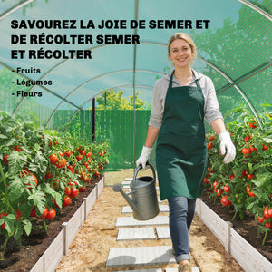 Serre tunnel de jardin 12m², serre de jardin tunnel 295x400x200cm avec cadre en acier galvanisé, 2 portes et 8 fenêtres avec moustiquaires pour extérieur bâche PE haute densité 140 g/m² vert