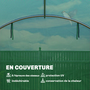 Serre tunnel de jardin 12m², serre de jardin tunnel 295x400x200cm avec cadre en acier galvanisé, 2 portes et 8 fenêtres avec moustiquaires pour extérieur bâche PE haute densité 140 g/m² vert