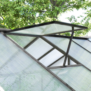 Serre de jardin en aluminium polycarbonate, serre avec fenêtres supérieures réglables, porte battante, abri extérieur résistant aux intempéries pour plante fleur, 303x183x195 cm, transparent