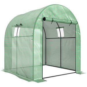 Serre de jardin serre tunnel de jardin 3,24m² PE Haute densité 135 g/m², avec 2 portes zippées enroulables 2 fenêtres en maille, pour toutes saisons, 180 x 180 x 200 cm, vert