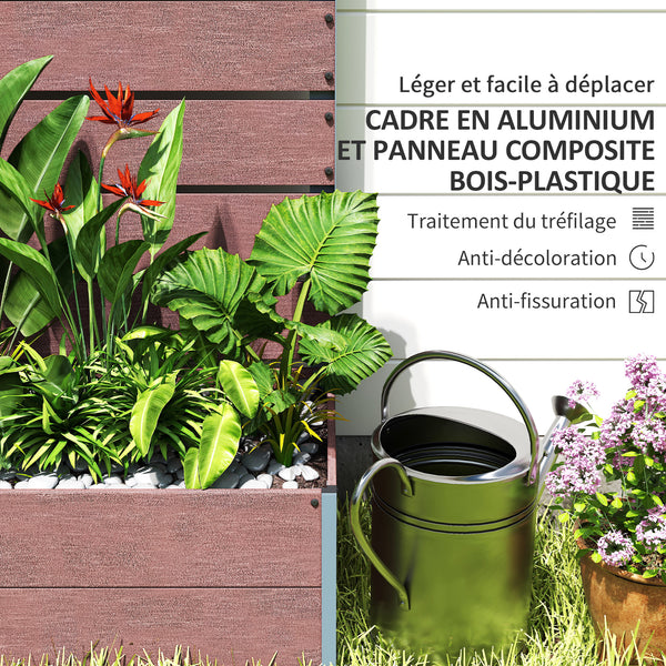 Jardinière avec treillis, bac à fleurs, lit surélevé, pour plantes grimpantes, légumes, fleurs, intérieur et extérieur, cour jardin balcon, 72 x 38 x 150 cm, marron clair
