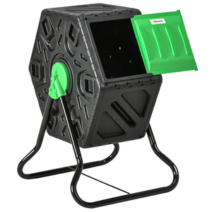 Composteur de jardin - bac à compost pour déchets - rotatif 360° - 1 chambre 65 L - acier PP noir
