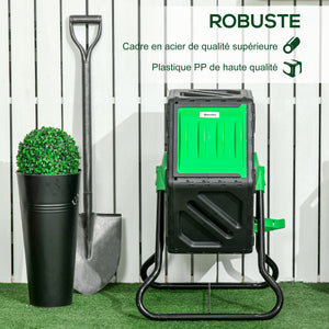 Composteur de jardin - bac à compost pour déchets - rotatif 360° - 1 chambre 65 L - acier PP noir