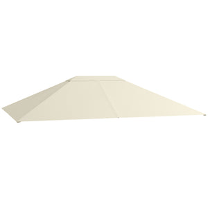 Toile de remplacement pour pavillon tonnelle tente toit de rechange gazebo de jardin tissu polyester haute densité 180 g/m² anti-UV 3 x 4 m crème