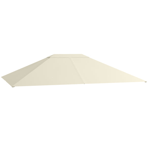Toile de remplacement pour pavillon tonnelle tente toit de rechange gazebo de jardin tissu polyester haute densité 180 g/m² anti-UV 3 x 4 m crème