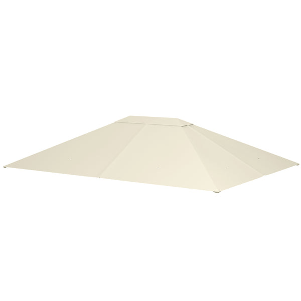 Toile de remplacement pour pavillon tonnelle tente toit de rechange gazebo de jardin tissu polyester haute densité 180 g/m² anti-UV 3 x 4 m crème