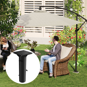 Pied de parasol rectangulaire, support parasol en métal, base de parasol enterré, socle de parasol, pour terrasse, piscine, patio, jardin, 16,5 x 16,5 x 40 cm, gris foncé