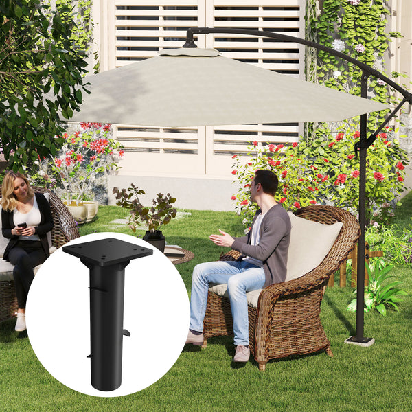 Pied de parasol rectangulaire, support parasol en métal, base de parasol enterré, socle de parasol, pour terrasse, piscine, patio, jardin, 16,5 x 16,5 x 40 cm, gris foncé