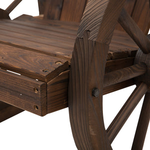 Fauteuil de Jardin Adirondack à Bascule Rocking Chair Style Rustique Chic accoudoirs Roues Charette Bois Sapin traité carbonisation