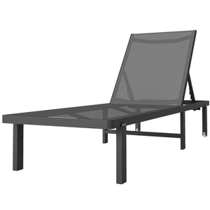 Bain de Soleil en Aluminium avec Roulettes - Transat de Jardin Inclinable à Plat 4 Positions et Textilène 530g/m² - Chaise Longue de Piscine Anti-Rouille, Gris Foncé