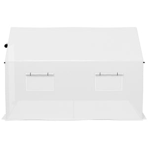 Serre de jardin tunnel 2 x 3m, 6m² avec porte enroulable, 4 fenêtres, - Acier galvanisé PE Haute densité Blanc