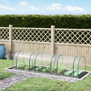 Mini Serre de Jardin, Mini Serre Tunnel, Serre à Tomates 3,5L x 1l x 0,8H m, Acier, PVC Haute Densité Anti-UV, 3 Fenêtres avec Zip Enroulables, Vert et Transparent