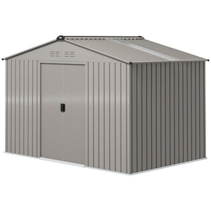Abri de jardin en métal 5,4 m² cabane de jardin 277 x 195 x 192 cm cabanon rangement outils avec fondation, porte coulissante verrouillables et 4 aérations - anthracite