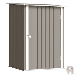 Abri de Jardin 1m² - Remise pour Outils - cabanon Porte verrouillable - dim. 1L x 1,03l x 1,6H m - tôle d'acier ondulée marron et blanc