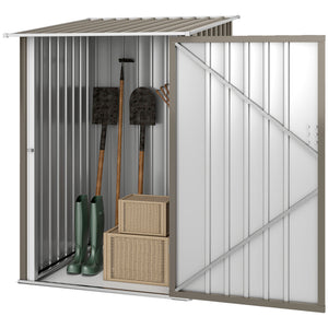 Abri de Jardin 1m² - Remise pour Outils - cabanon Porte verrouillable - dim. 1L x 1,03l x 1,6H m - tôle d'acier ondulée marron et blanc