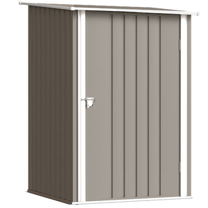 Abri de Jardin 1m² - Remise pour Outils - cabanon Porte verrouillable - dim. 1L x 1,03l x 1,6H m - tôle d'acier ondulée marron et blanc