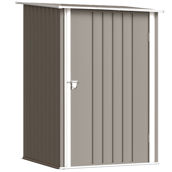 Abri de Jardin 1m² - Remise pour Outils - cabanon Porte verrouillable - dim. 1L x 1,03l x 1,6H m - tôle d'acier ondulée marron et blanc