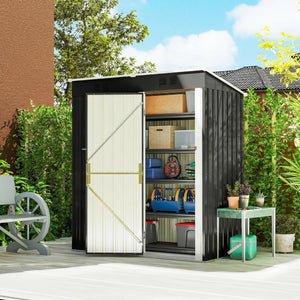 Abri de Jardin en Métal 1,37m² 163x90x179cm, Acier Galvanisé - Armoire de Jardin Adossable avec 2 Grilles d'Aération et Toit Incliné Anti-UV - Cabanon de Stockage pour Outils, Gris Foncé