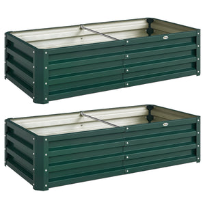 Lot de 2 Carrés Potagers de Jardin 120 x 60 x 30,5 cm, Acier Galvanisé, Vert Foncé