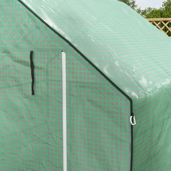 Serre de jardin PE avec étagères 3 niveaux, serre de balcon, bâche renforcée 135 g/m², châssis en acier, porte zippée enroulable, pour légumes plantes fleurs, 140x143x190cm, vert
