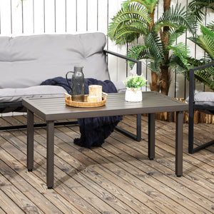 Table basse rectangulaire jardin plateau à lattes pieds réglables pour intérieur/extérieur dim. 91L x 51l x 46H cm marron