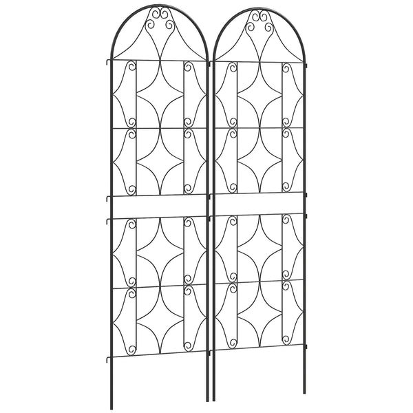 Support pour plantes grimpantes avec motif irrégulier, lot de 2, treillis de jardin, pour légumes, vignes, fleurs, en métal, 50 x 180 cm, noir