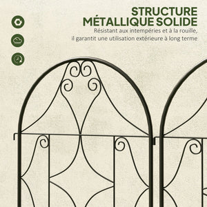 Support pour plantes grimpantes avec motif irrégulier, lot de 2, treillis de jardin, pour légumes, vignes, fleurs, en métal, 50 x 180 cm, noir