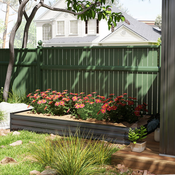 Jardinière extérieure, carré potager de jardin rectangulaire, avec bordure de sécurité et fond ouvert, pour fleurs, herbes, 240 x 120 x 30 cm, gris foncé
