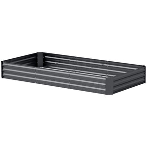Jardinière extérieure, carré potager de jardin rectangulaire, avec bordure de sécurité et fond ouvert, pour fleurs, herbes, 240 x 120 x 30 cm, gris foncé