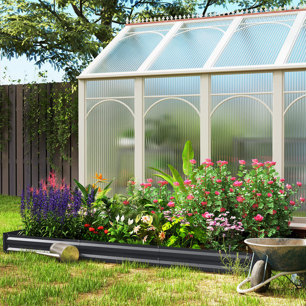 Jardinière extérieure, carré potager de jardin rectangulaire, avec bordure de sécurité et fond ouvert, pour fleurs, herbes, 240 x 120 x 30 cm, gris foncé