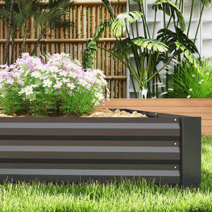 Jardinière extérieure, carré potager de jardin rectangulaire, avec bordure de sécurité et fond ouvert, pour fleurs, herbes, 240 x 120 x 30 cm, gris foncé