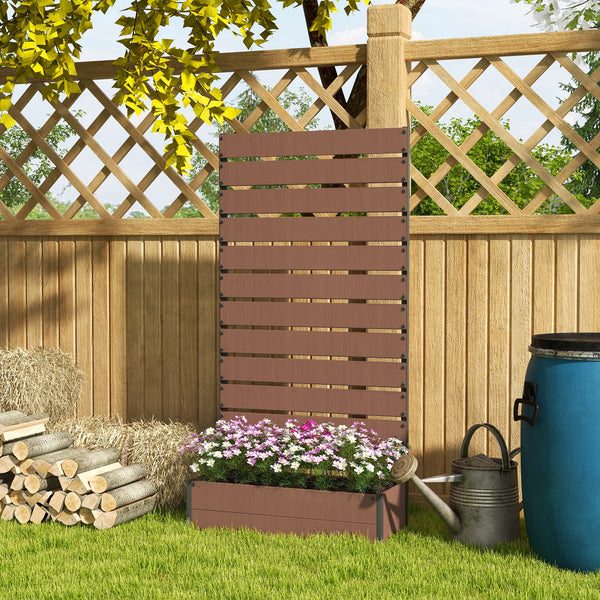 Jardinière avec treillis, lit surélevé de jardin, jardinière extérieure pour plantes grimpantes, bac à fleurs rectangulaire pot de plantes pour balcon terrasse patio, 90,5x38x180 cm, marron