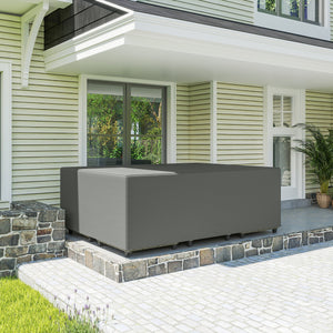 Housse de Meubles de Jardin, Housse Salon de Jardin Imperméable, Coupe-Vent et Anti-UV, Bâche Tissu Oxford 600D Ultra-Résistant, pour Table et Chaises d'Extérieur, Gris