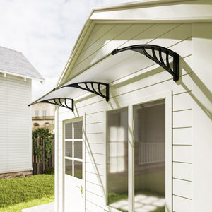 Auvent de porte d'entrée, toit marquise de porte exterieur en polycarbonate et profil aluminium résistante toit abri protection contre la pluie et UV pour terrasse, balcon, 195x75cm, transp.