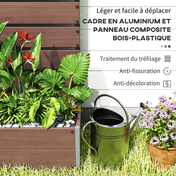 Jardinière avec treillis, lit surélevé de jardin, jardinière extérieure pour plantes grimpantes, bac à fleurs rectangulaire pot de plantes pour balcon terrasse patio, 90,5x38x180 cm, marron